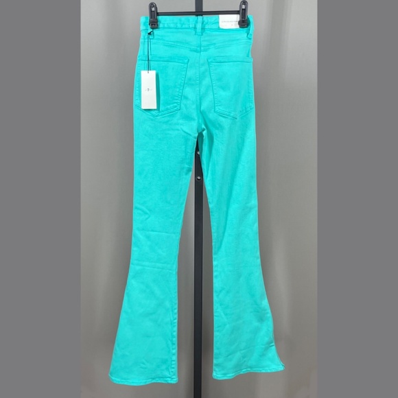 NEW 7 For All Mankind Jeans Womens 26 green denim boot zip flare boho casual - Picture 12 of 14